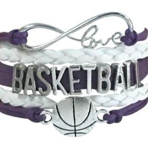 Girls Basketball Bracelet - Purple & White